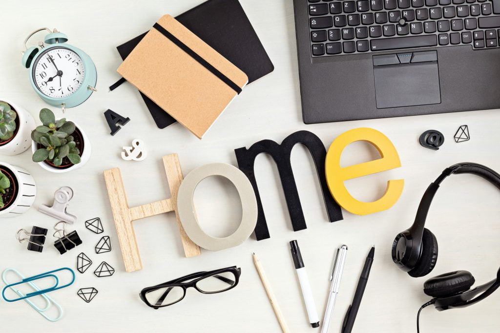 Stationary and office supplies, home office desktop organisation, online business, work from home